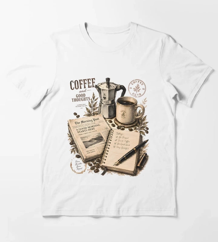 Vintage Coffee Morning Lifestyle Collage T-Shirt White