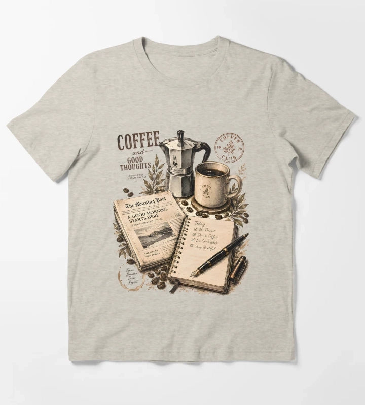 Vintage Coffee Morning Lifestyle Collage T-Shirt Cream