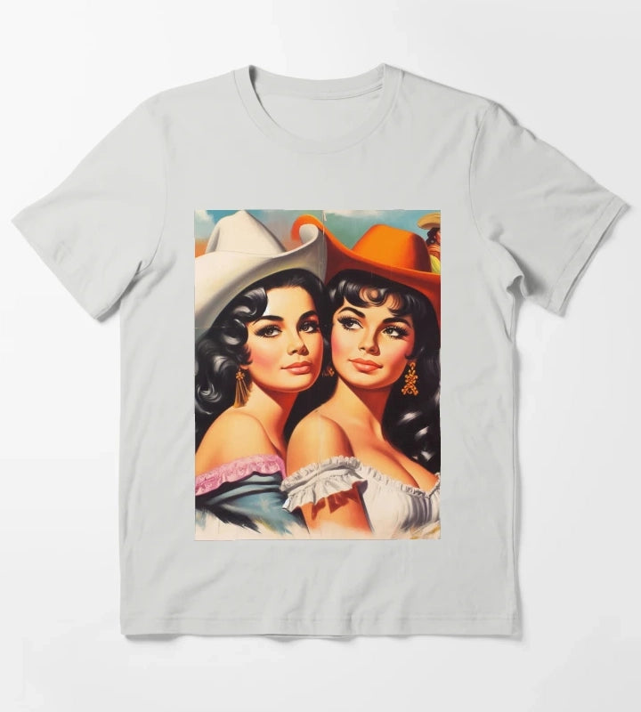 Vintage Cute Cowgirls T-Shirt Light Grey