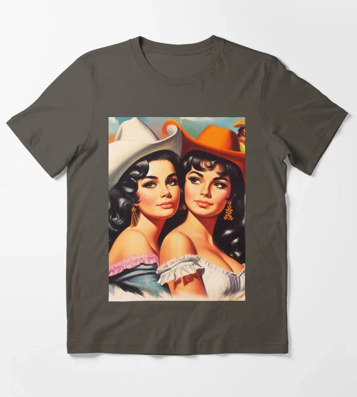 Vintage Cute Cowgirls T-Shirt Dark Grey