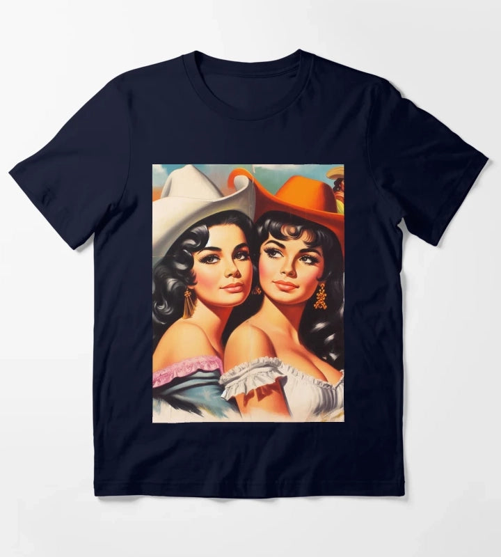 Vintage Cute Cowgirls T-Shirt Navy