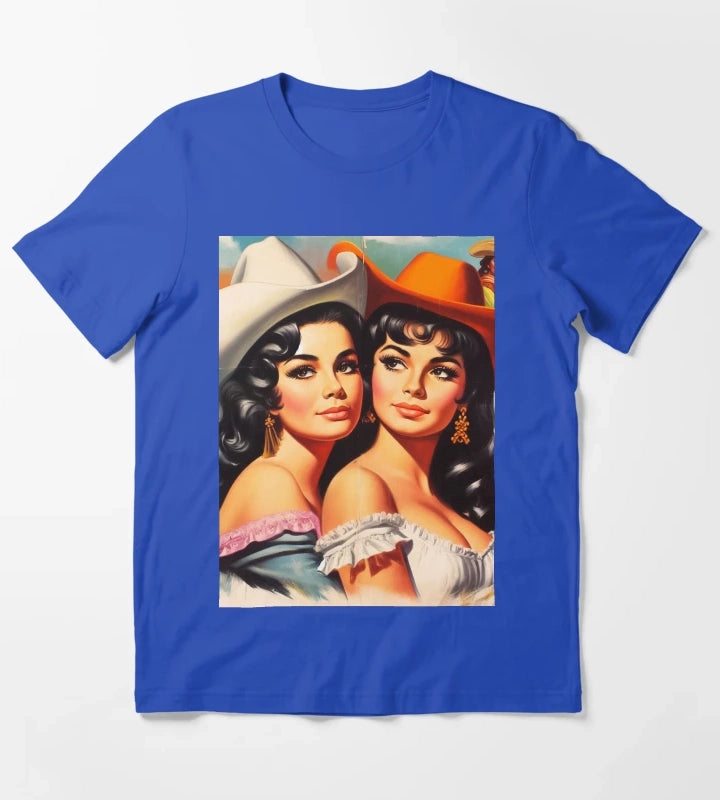 Vintage Cute Cowgirls T-Shirt Blue