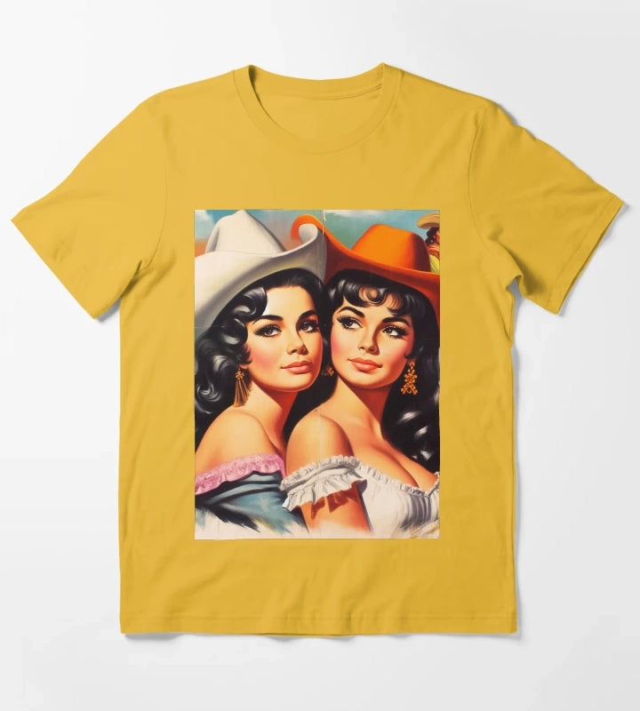 Vintage Cute Cowgirls T-Shirt Yellow