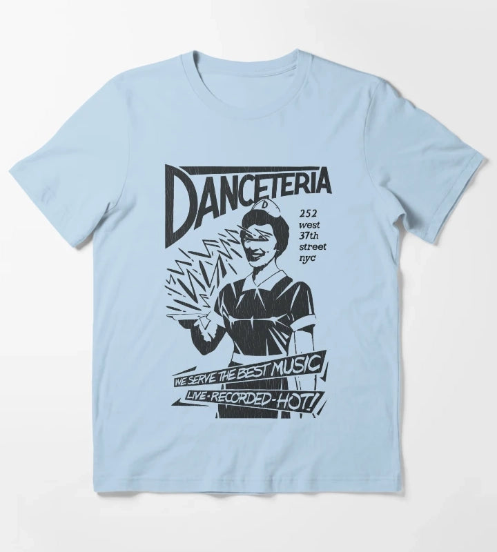 Vintage Danceteria Defunct Nightclub NYC 70s DJ Live Music T-Shirt Sky Blue