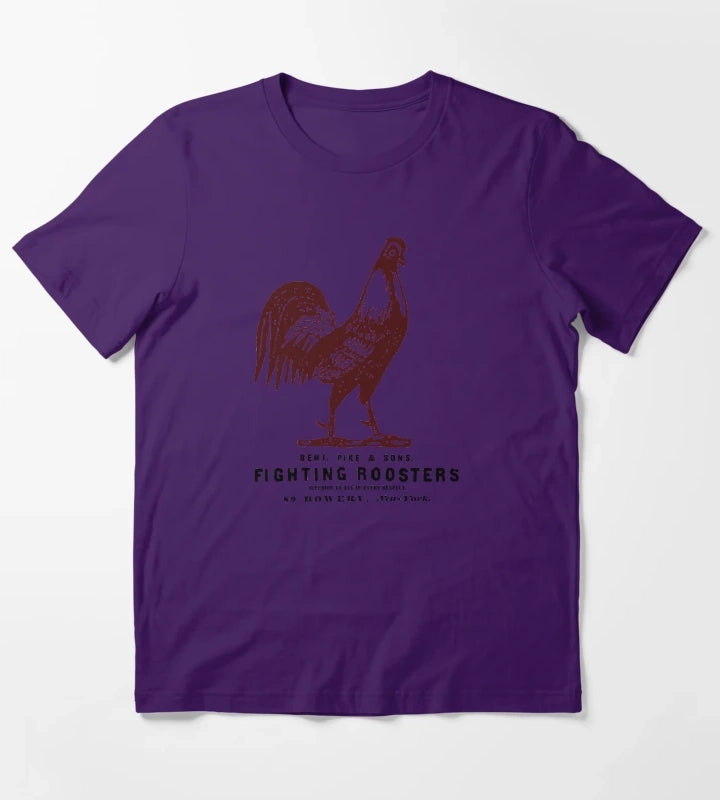Vintage Fighting Roosters T-Shirt Purple