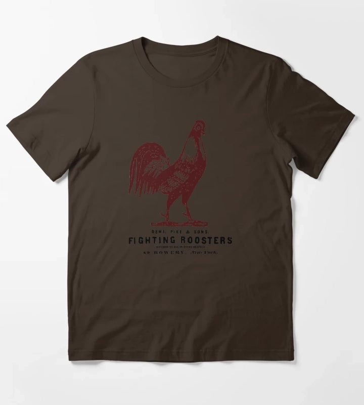 Vintage Fighting Roosters T-Shirt Brown