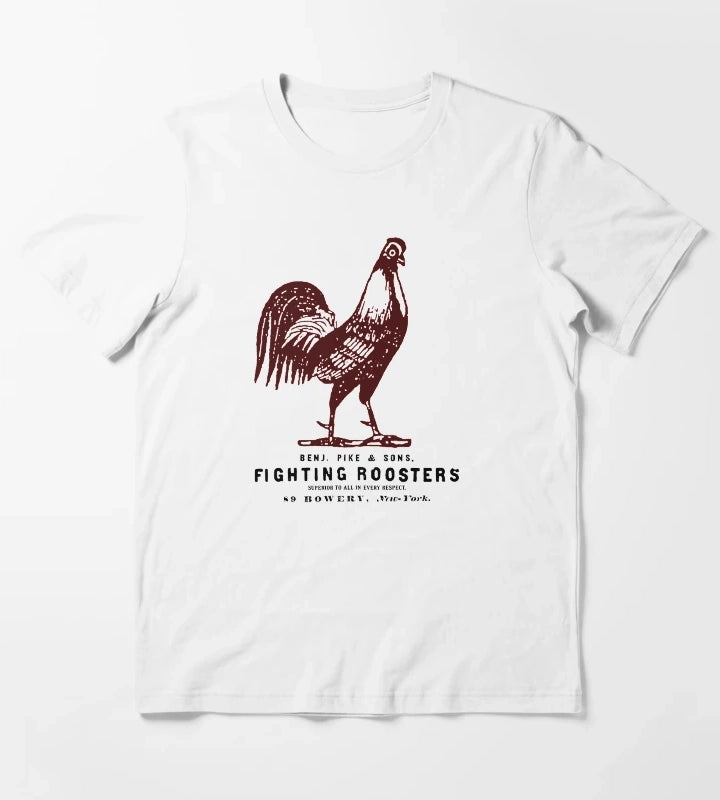 Vintage Fighting Roosters T-Shirt White