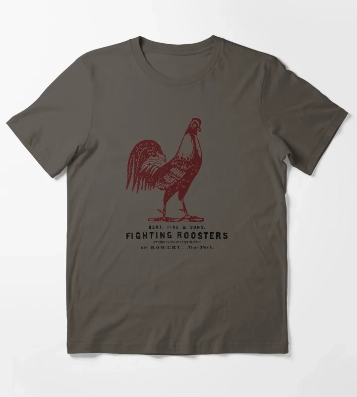 Vintage Fighting Roosters T-Shirt Dark Grey