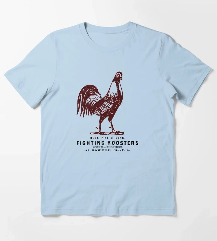 Vintage Fighting Roosters T-Shirt Sky Blue