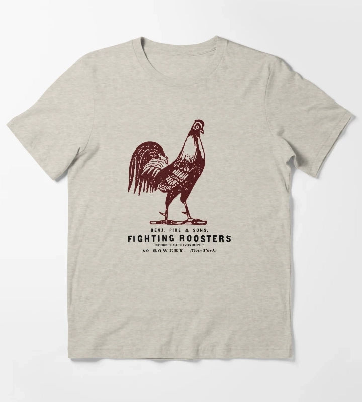 Vintage Fighting Roosters T-Shirt Cream