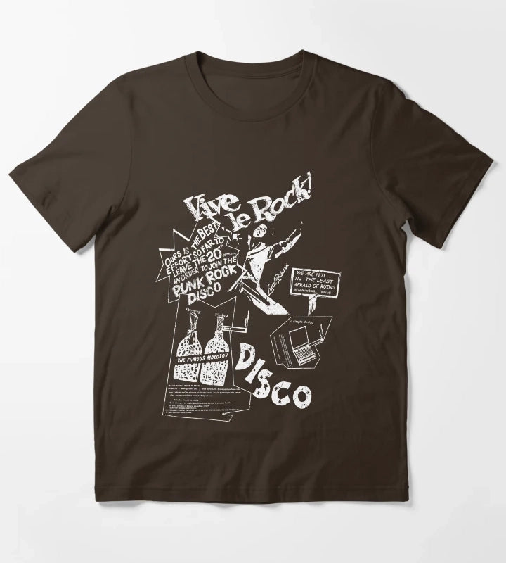 Vintage Look Vive Le Rock T-Shirt Brown