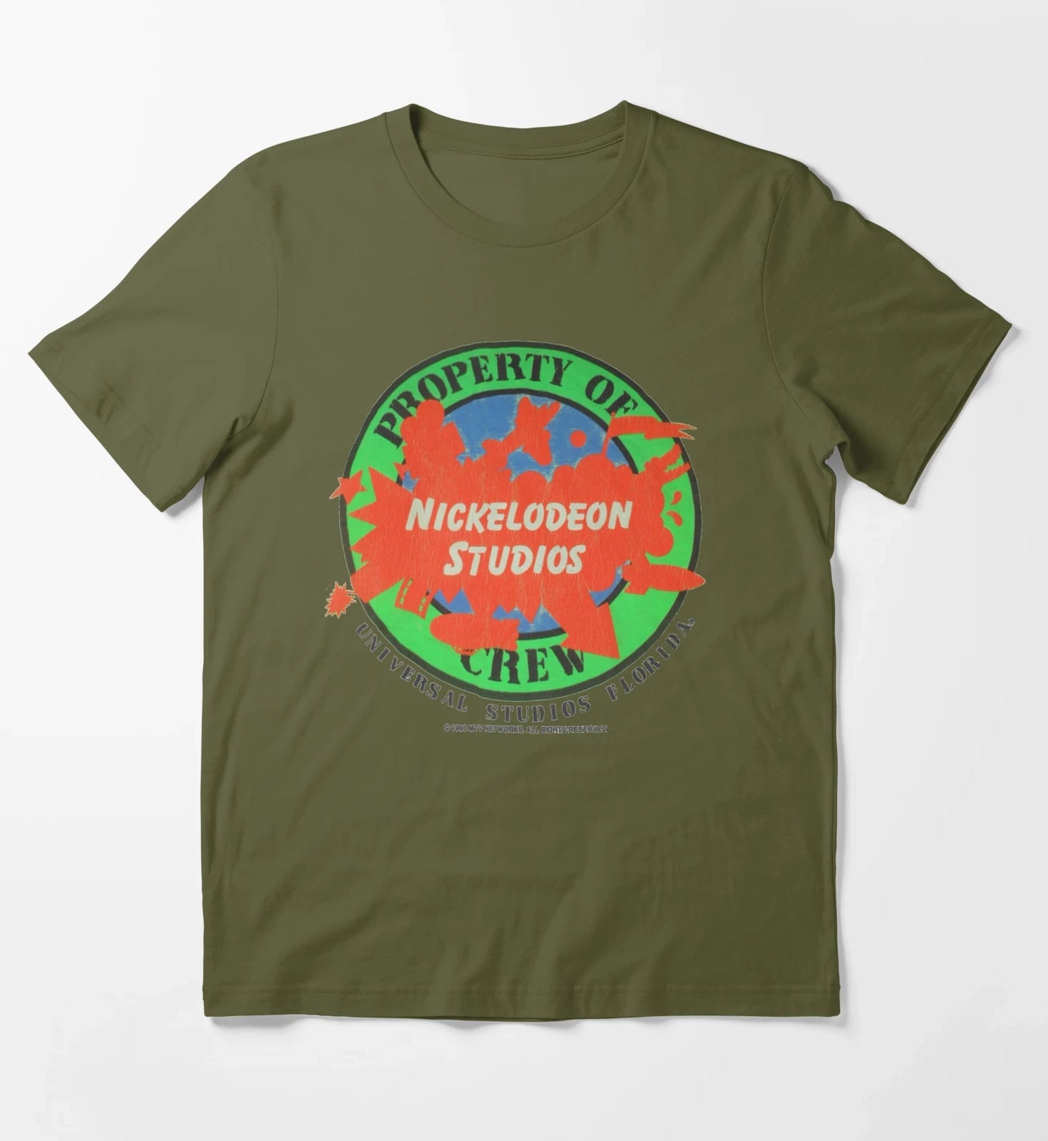 Vintage Nickelodeon Studios Crew Shirt T-Shirt Olive Green