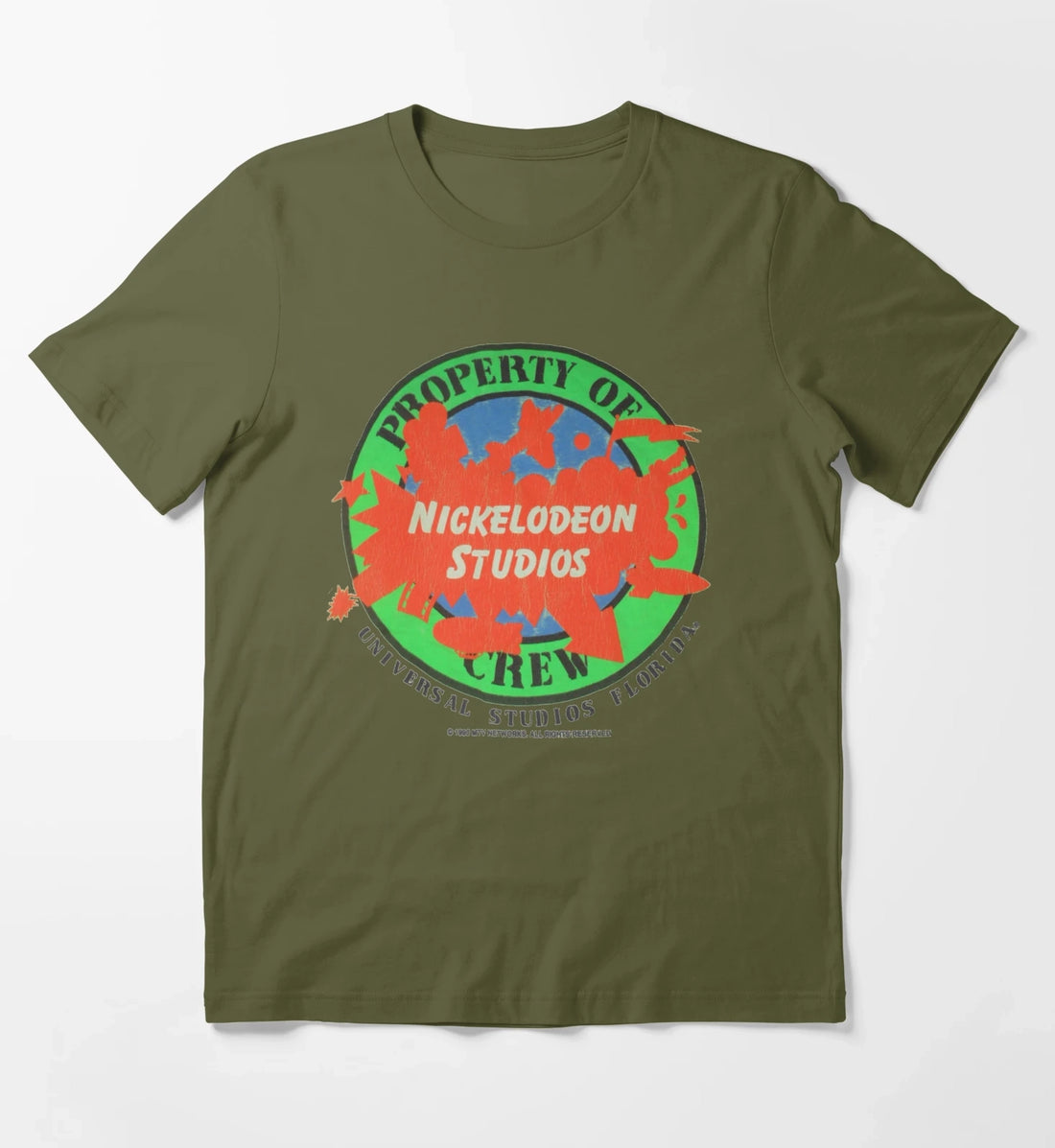 Vintage Nickelodeon Studios Crew Shirt T-Shirt Olive Green