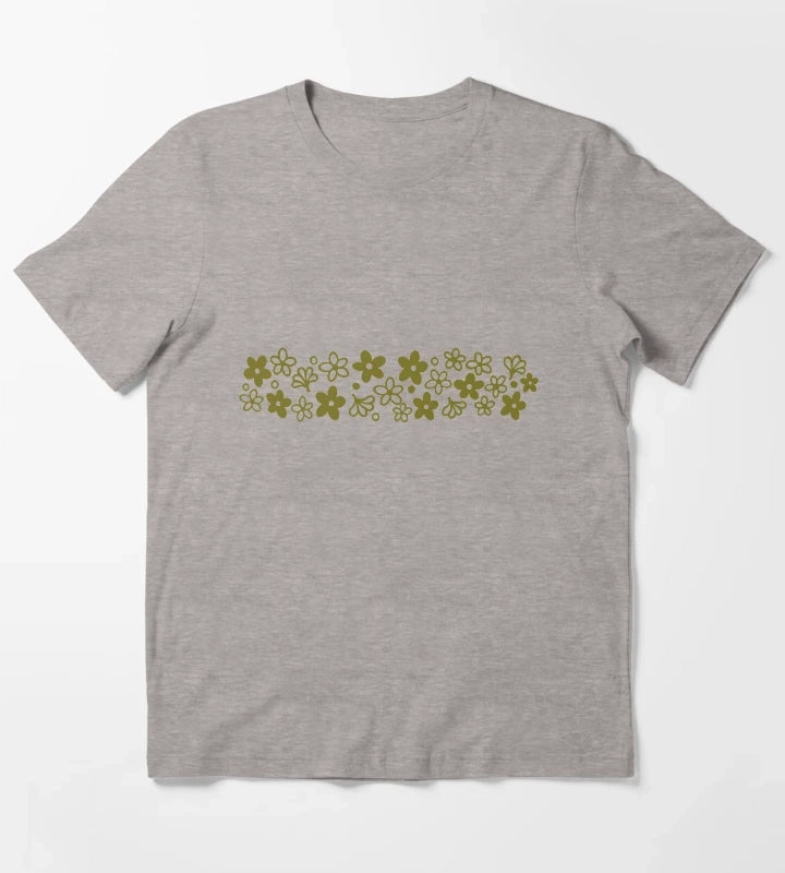Vintage Pyrex Spring Blossom Design Green T-Shirt Heather Grey