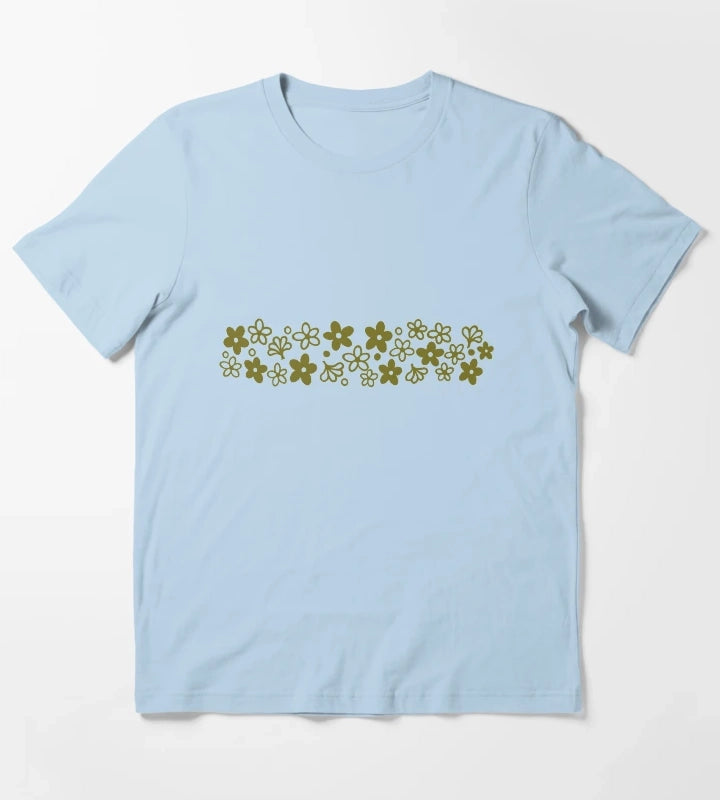 Vintage Pyrex Spring Blossom Design Green T-Shirt Sky Blue