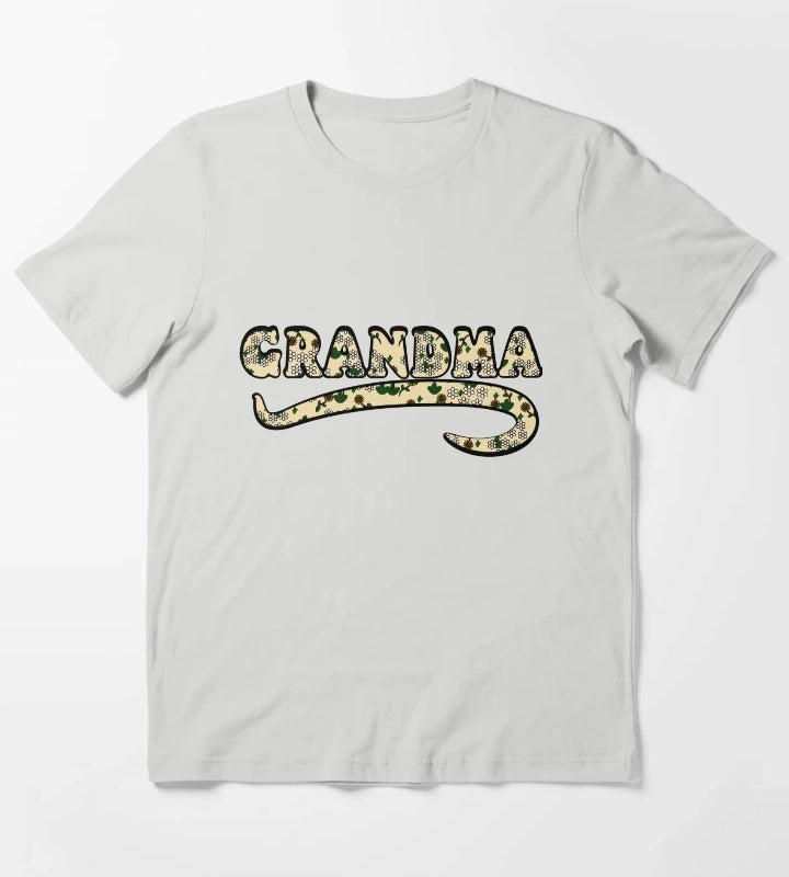 Vintage Retro Grandma Floral Aesthetic Cute Grandmother T-Shirt Light Grey