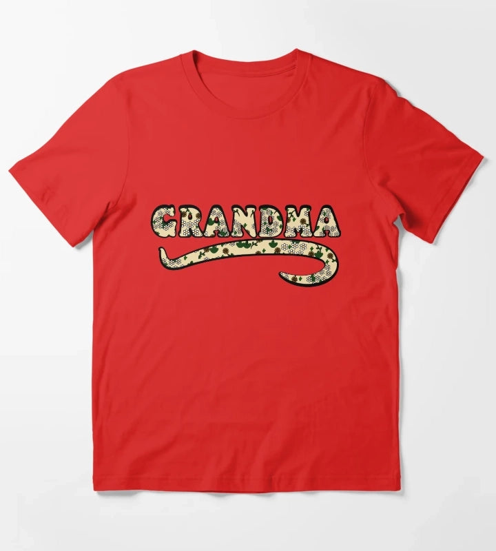 Vintage Retro Grandma Floral Aesthetic Cute Grandmother T-Shirt Red