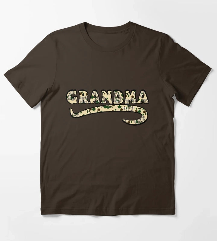 Vintage Retro Grandma Floral Aesthetic Cute Grandmother T-Shirt Brown