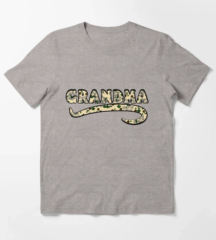 Vintage Retro Grandma Floral Aesthetic Cute Grandmother T-Shirt Heather Grey