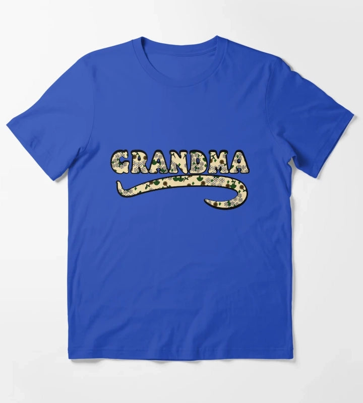 Vintage Retro Grandma Floral Aesthetic Cute Grandmother T-Shirt Blue