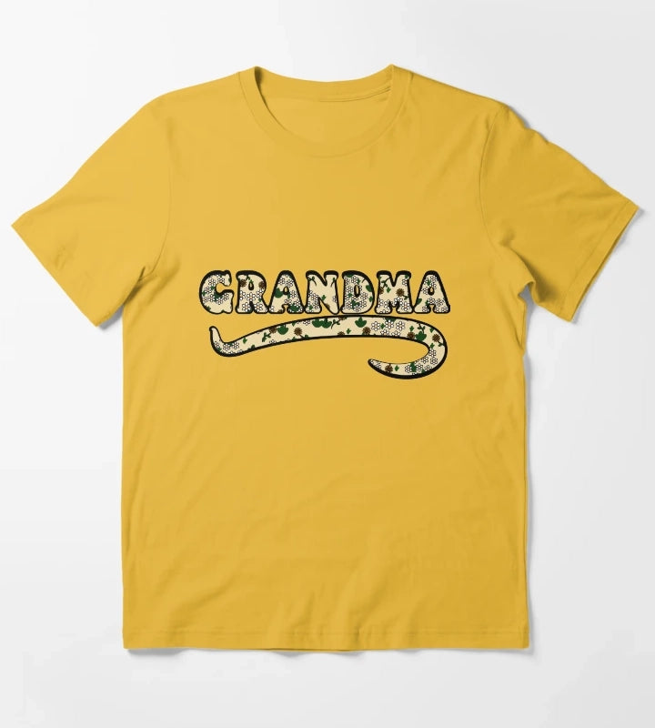 Vintage Retro Grandma Floral Aesthetic Cute Grandmother T-Shirt Yellow