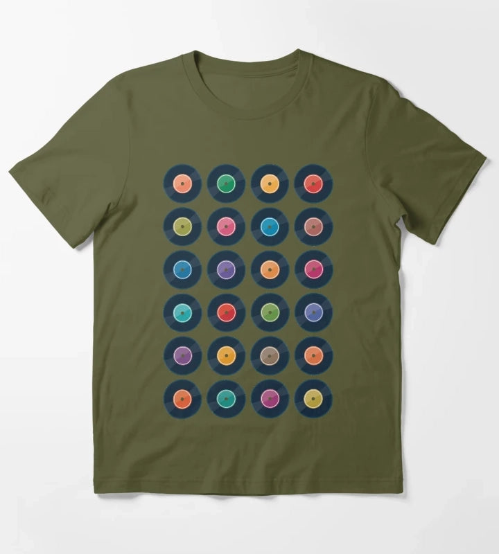 Vinyl Record Collection T-Shirt Olive Green