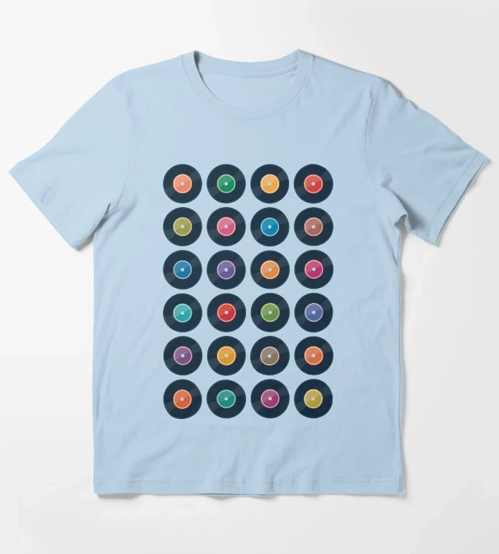 Vinyl Record Collection T-Shirt Sky Blue