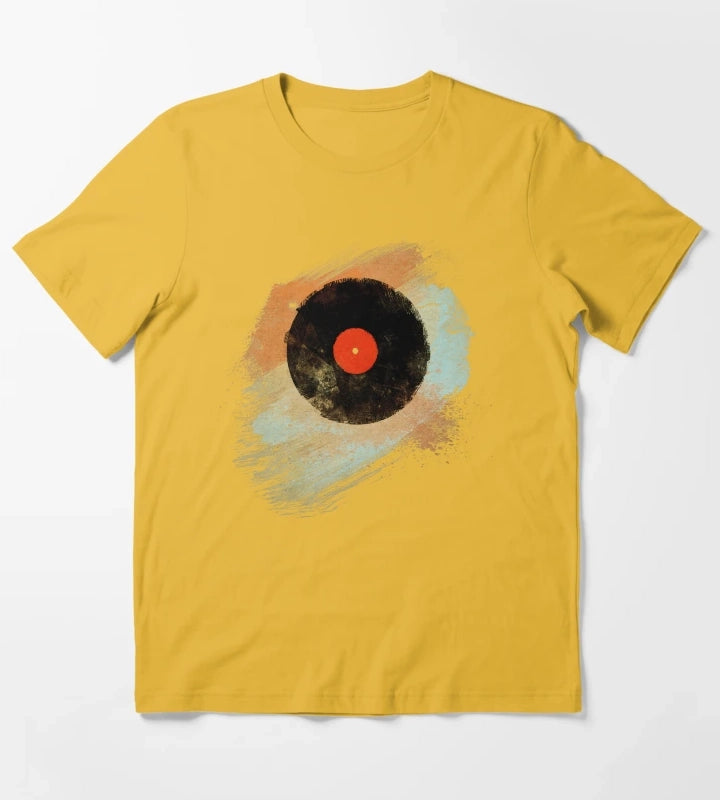 Vinyl Record Retro TShirt Vinyl Records Modern Grunge Design T-Shirt Yellow