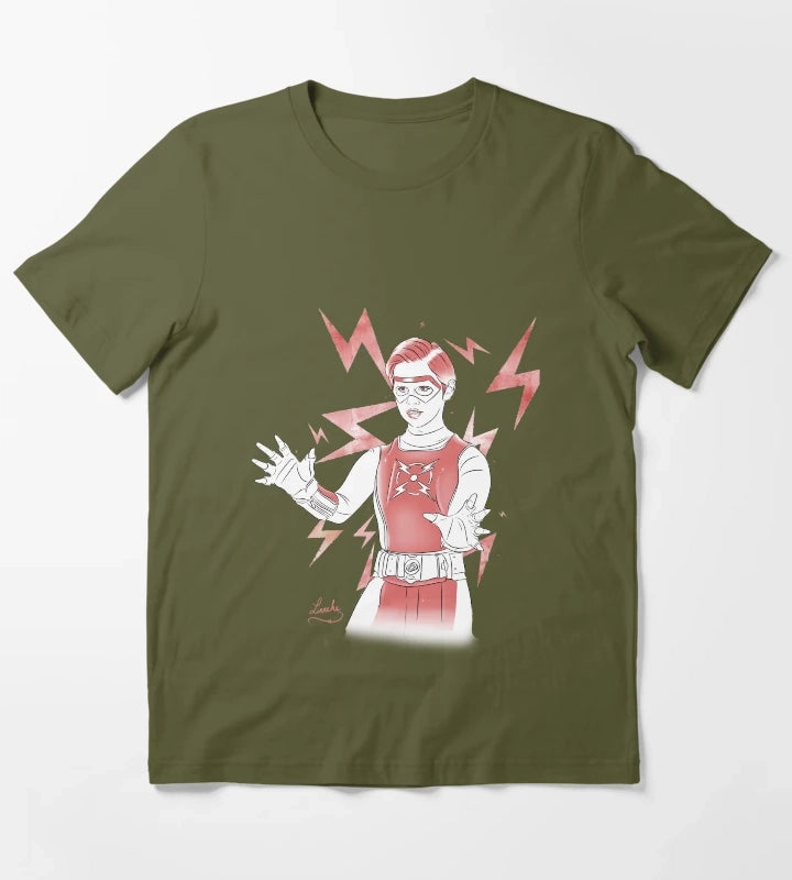 Volt Chapa Red White Design T-Shirt Olive Green
