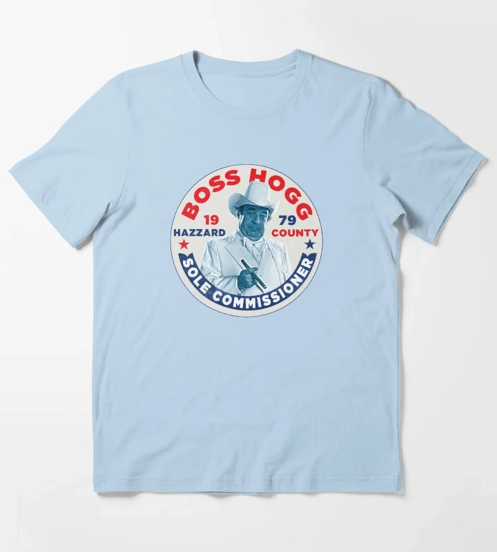 Vote Boss Hogg Dukes of Hazzard T-Shirt Sky Blue