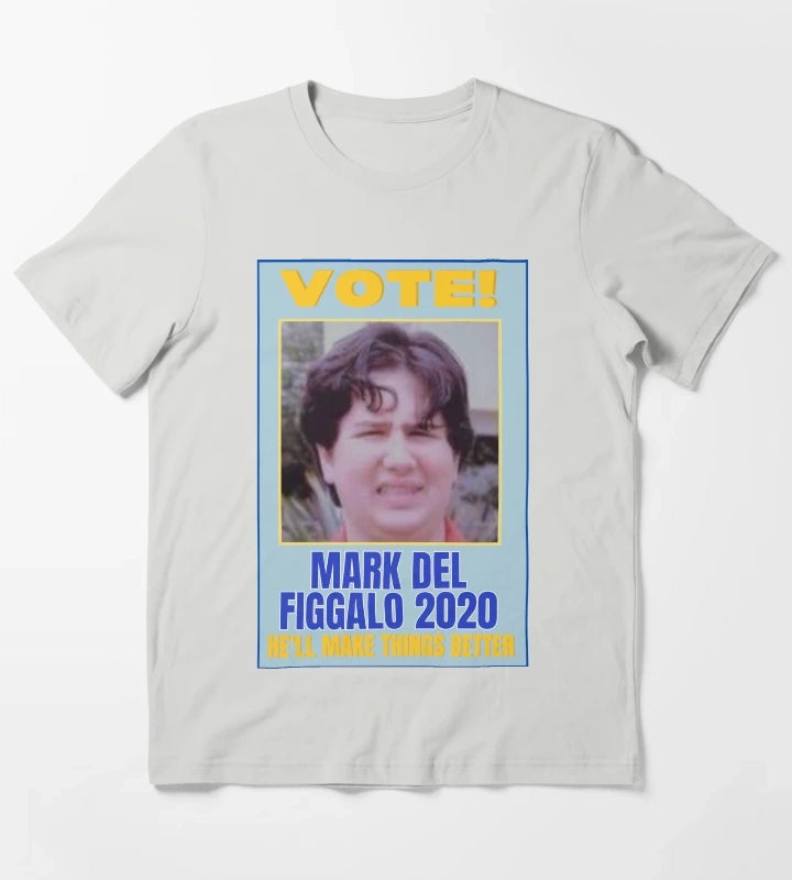 Vote Mark Del Figgalo 2020 Poster T-Shirt Light Grey