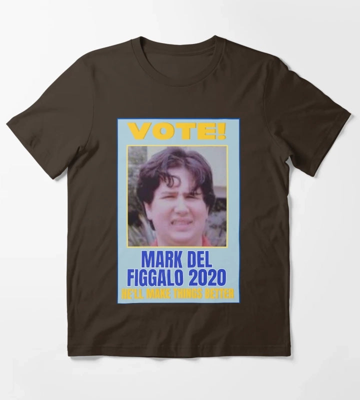 Vote Mark Del Figgalo 2020 Poster T-Shirt Brown