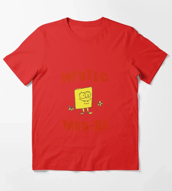 WANTED MANIAC Inspired from SpongeBob SquarePants T-Shirt Red