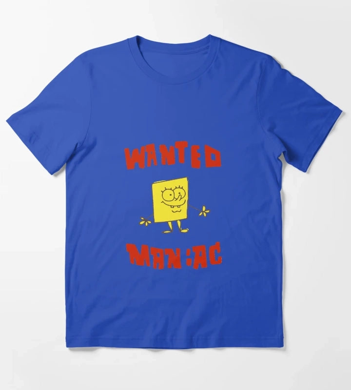 WANTED MANIAC Inspired from SpongeBob SquarePants T-Shirt Blue