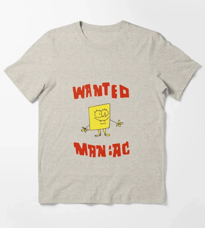 WANTED MANIAC Inspired from SpongeBob SquarePants T-Shirt Cream