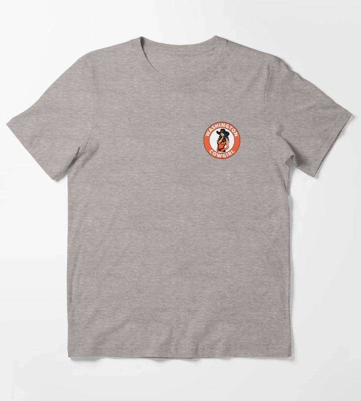 Washington Cowgirl transparent logo design T-Shirt Heather Grey