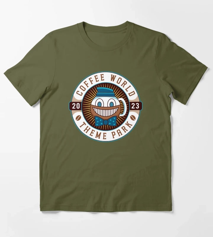 Watery Coffee World Emblem T-Shirt Olive Green
