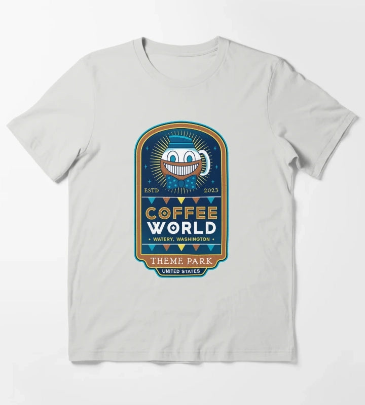 Watery Coffee World T-Shirt Light Grey
