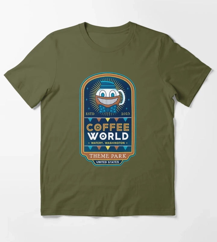 Watery Coffee World T-Shirt Olive Green