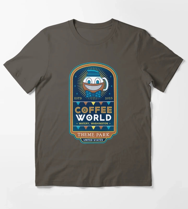 Watery Coffee World T-Shirt Dark Grey