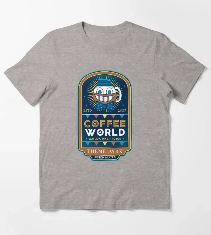 Watery Coffee World T-Shirt Heather Grey