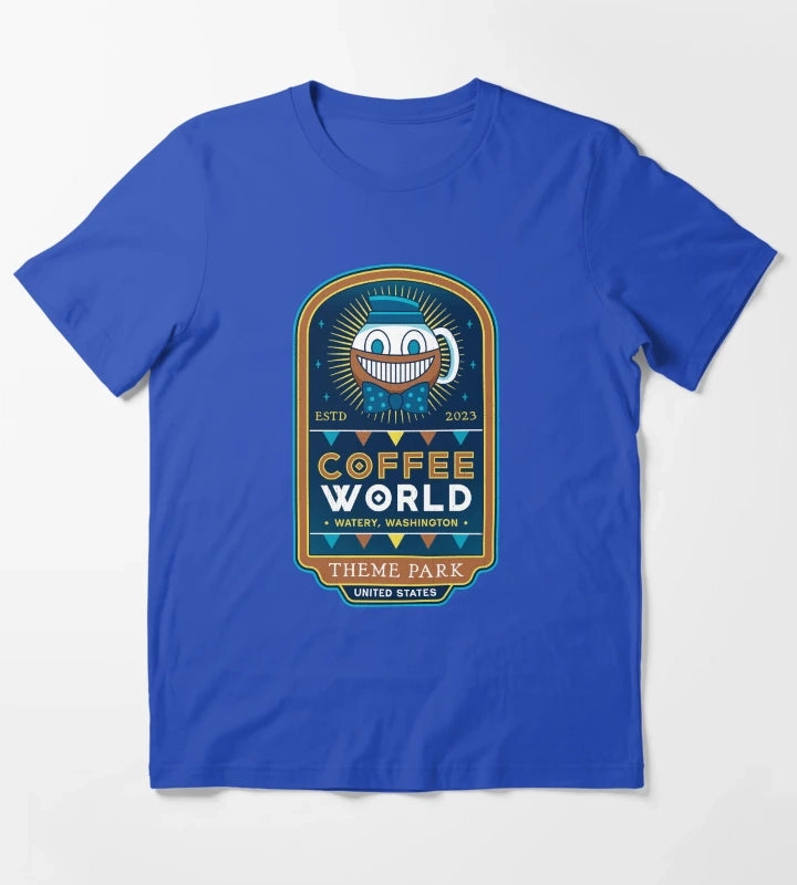 Watery Coffee World T-Shirt Blue