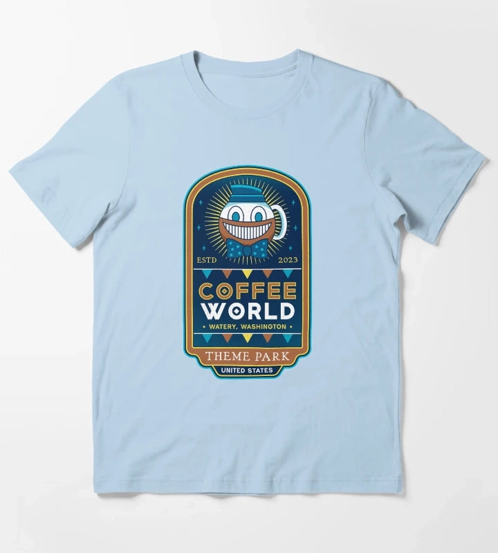 Watery Coffee World T-Shirt Sky Blue