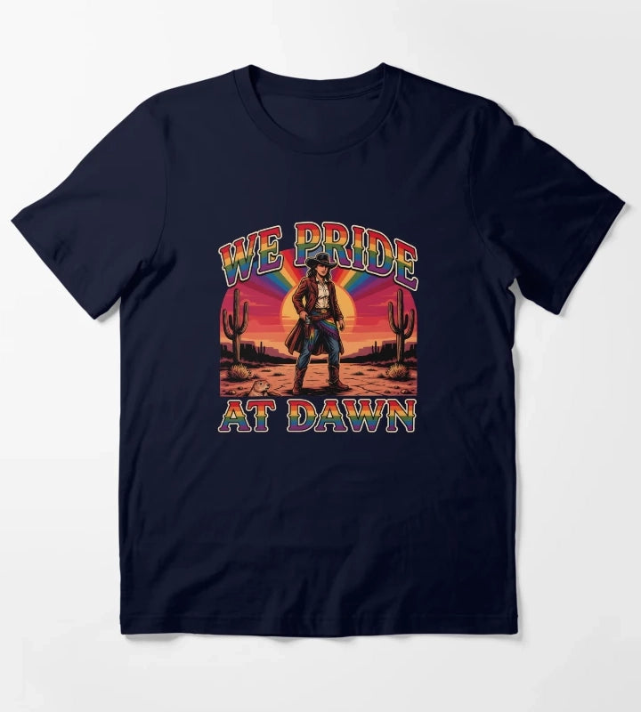 We Pride At Dawn Country Western Pride Month Graphic T-Shirt Navy