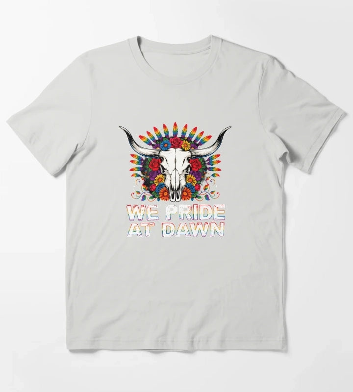 We Pride At Dawn Retro Cowgirl Rainbow Equality Design T-Shirt Light Grey