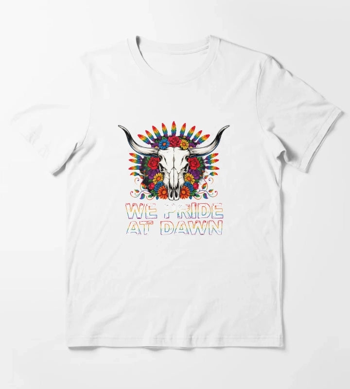 We Pride At Dawn Retro Cowgirl Rainbow Equality Design T-Shirt White