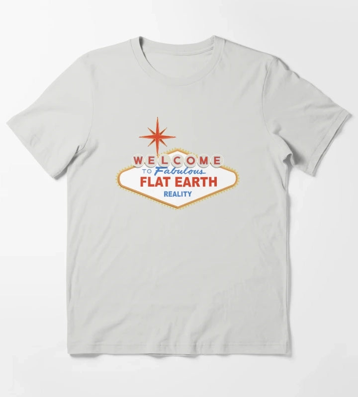 Welcome to Flat Earth T-Shirt Light Grey
