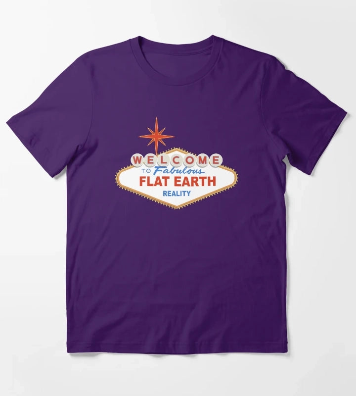 Welcome to Flat Earth T-Shirt Purple
