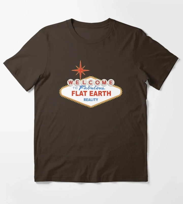 Welcome to Flat Earth T-Shirt Brown