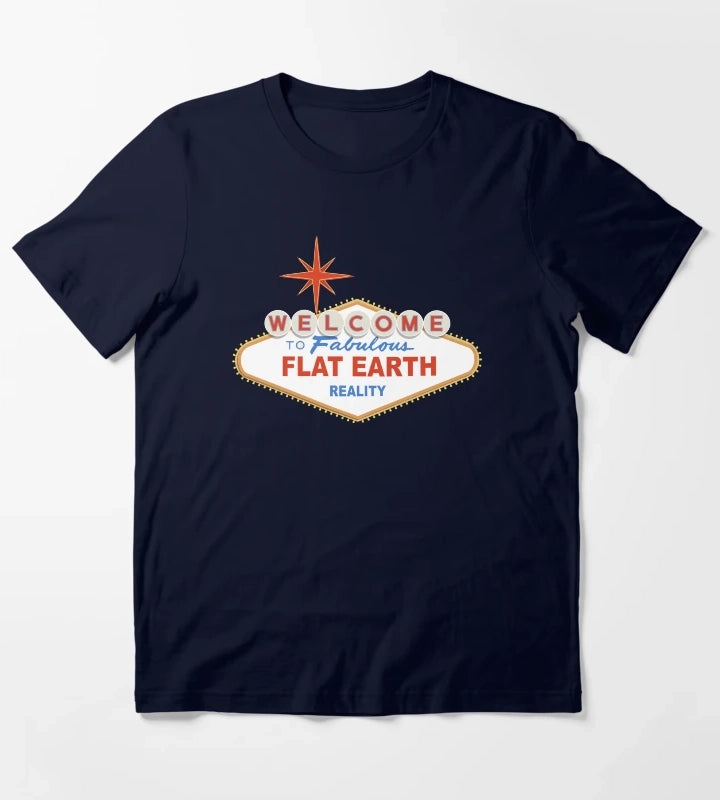 Welcome to Flat Earth T-Shirt Navy